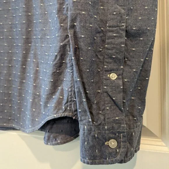 J. Crew Shirt Men's Size XL Blue White Button-up Slim Fit Long Sleeve Dotted - Picture 10 of 14